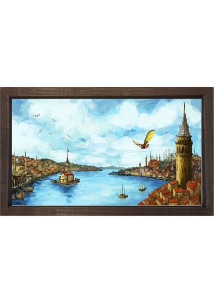 Istanbul Tablosu-Kahverengi Ahşap Çerçeve - 50 x 70 cm