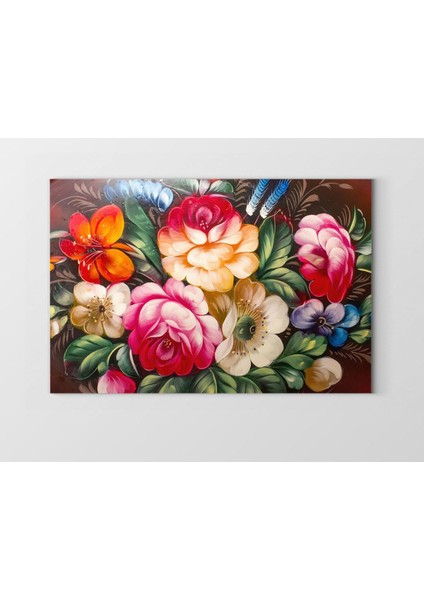 Renkli Gül Çiçekleri-Çerçevesiz - 45 x 30 cm