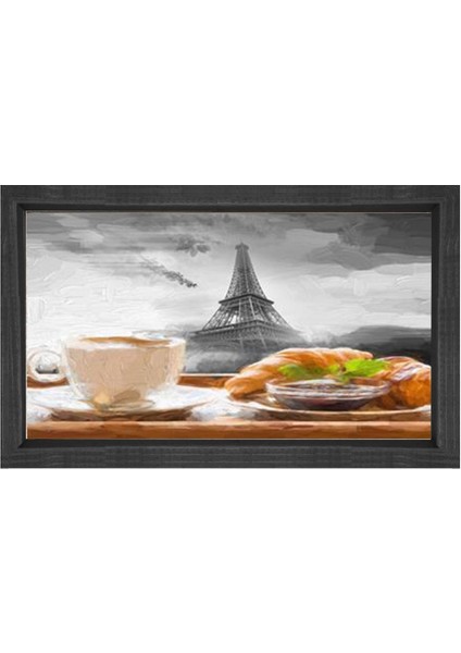 Eiffel Kulesi Vektörel Tablosu-Siyah Ahşap Çerçeve - 100X150