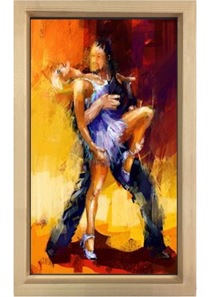 Romantik Tango Tablosu-Naturel Ahşap Çerçeve - 50X70