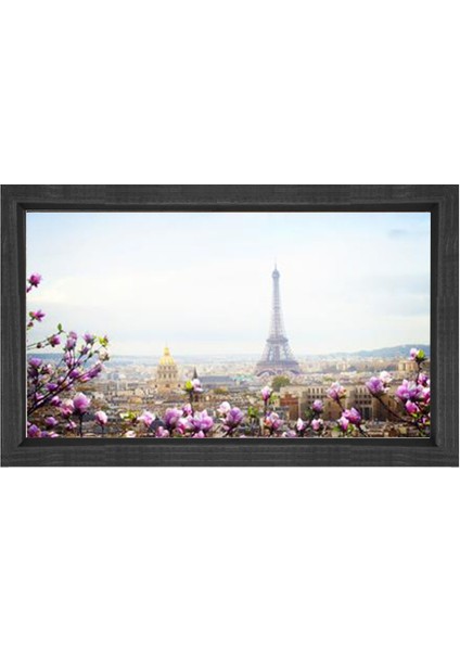 Eiffel Kulesi Paris Tablosu-Siyah Ahşap Çerçeve - 100X150