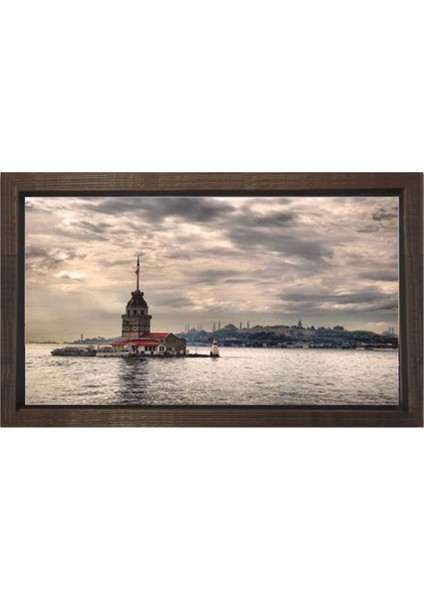 Istanbul Silueti ve Kız Kulesi Tablosu-Çerçevesiz - 100X150