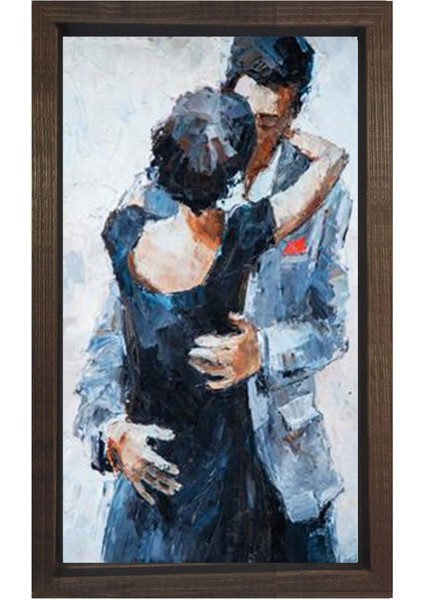Romantik Dans Tablosu-Kahverengi Ahşap Çerçeve - 50X70