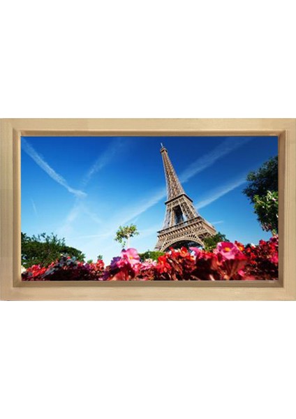 Eiffel Kulesi Paris Tablosu-Naturel Ahşap Çerçeve - 50X70