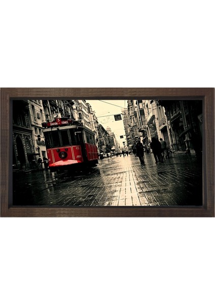 Kırmızı Tramvay ve Taksim 2 Tablosu-Çerçevesiz - 70X100