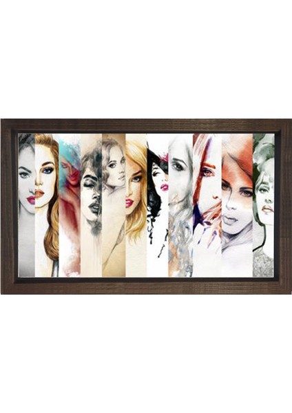 Moda Kadınları Tablosu-Kahverengi Ahşap Çerçeve - 50X70