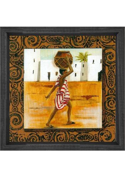 Zenci Adam Tablosu-Siyah Ahşap Çerçeve - 90X90
