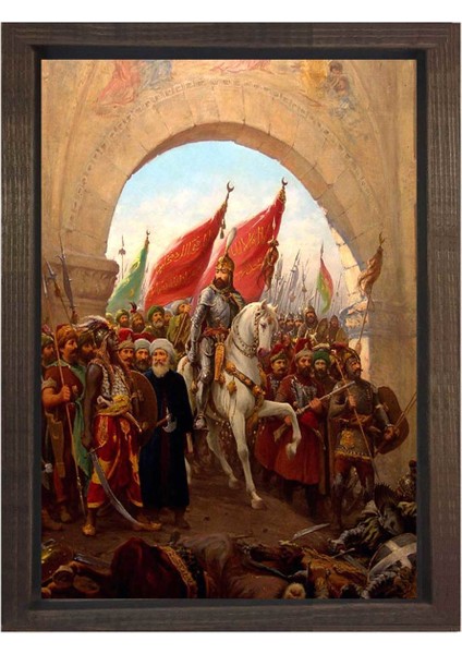 Fatih Sultan Mehmet Tablosu-Kahverengi Ahşap Çerçeve - 50X70