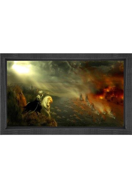 Fatih Sultan Mehmet Tablosu-Siyah Ahşap Çerçeve - 50X70