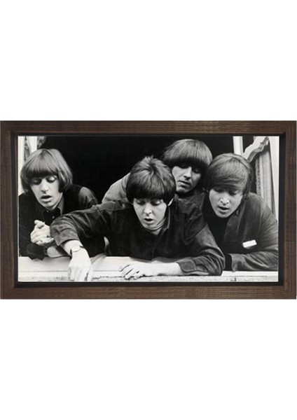 The Beatles Grubu Tablosu-Kahverengi Ahşap - 50X70