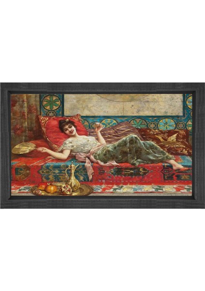 Osmanlı ve Harem Tablosu-Siyah Ahşap Çerçeve - 50 x 90