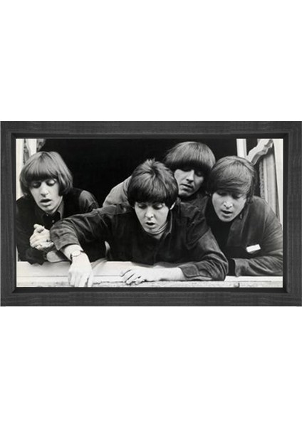 The Beatles Grubu Tablosu-Siyah Ahşap - 50 x 90