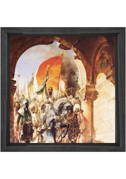 Istanbul'un Fethi Tablosu-Siyah Ahşap Çerçeve - 40X60