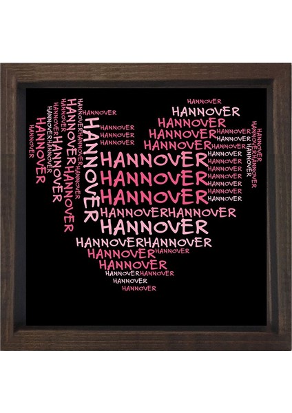 Hannover Şehri Kalp Silueti Tablosu-Çerçevesiz - 30X30