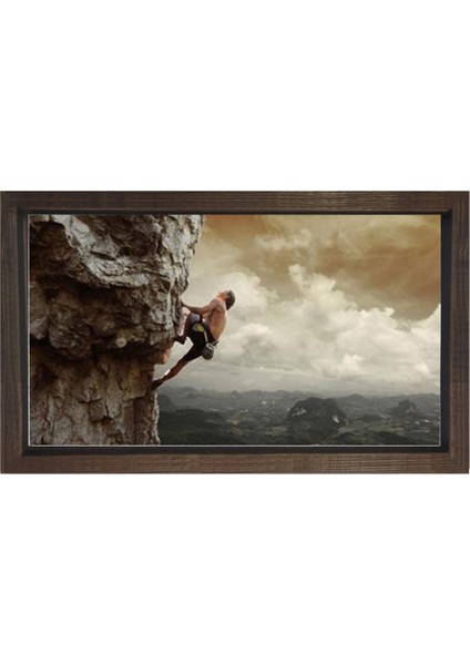 Dağcılık Tırmanma Tablosu-Kahverengi Ahşap - 50X70