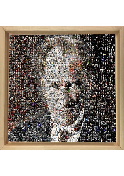 Atatürk Kolajı Tablosu-Naturel Ahşap Çerçeve - 40X40