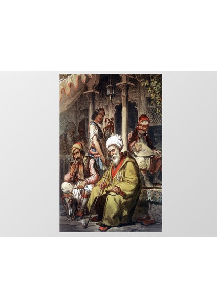 Osmanlı Kahvehanesi Tablosu-Çerçevesiz - 70X100