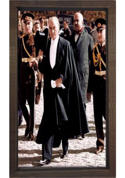 Atatürk Tablosu-Kahverengi Ahşap - 50X70
