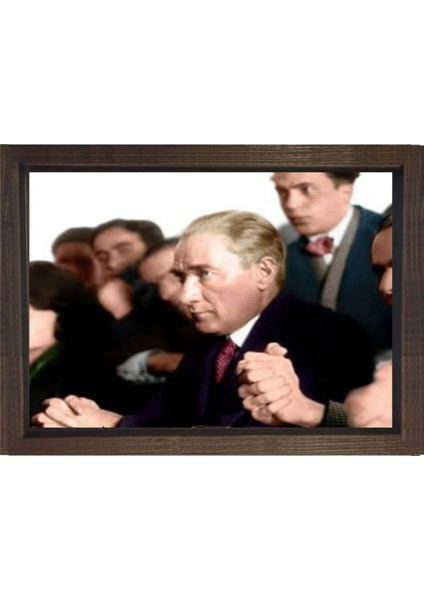 Atatürk Ders Dinlerken-Kahverengi Ahşap Çerçeve - 100X150