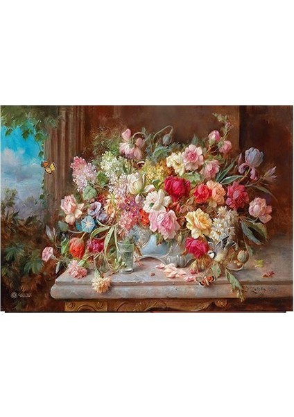 Hans Zatzka - Bahar Çiçekleri Tablosu-Çerçevesiz - 40X60