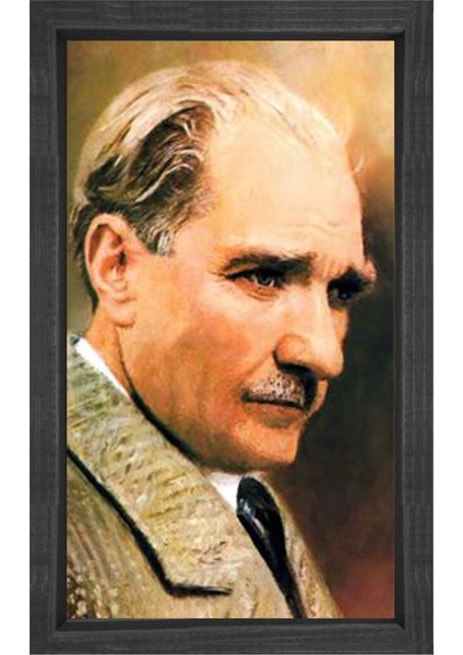 Atatürk Tablosu-Siyah Ahşap - 70X100