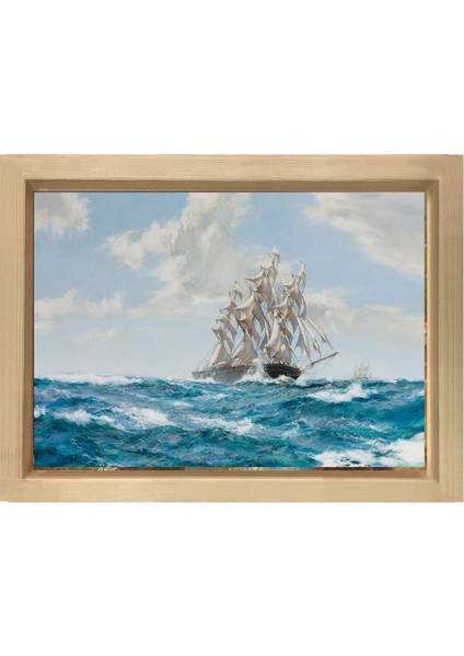 Montague Dawson-Gemi Tablosu-Naturel Ahşap Çerçeve - 70 x 100 cm