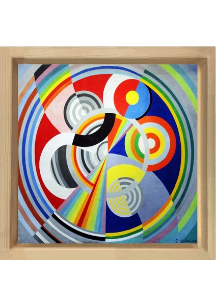 Robert Delaunay Soyut Scaled Tablosu-Naturel Ahşap Çerçeve - 50X70