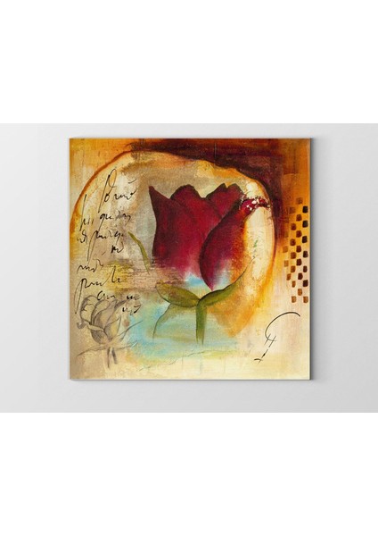Dekoratif Gül Çiçek Tablosu-Çerçevesiz - 30 x 30