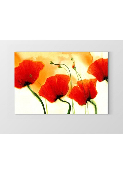 Kırmızı Gelincik Çiçekler Tablosu-Çerçevesiz - 50 x 70