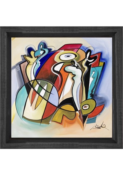 Soyut Tablo Tablosu-Siyah Ahşap Çerçeve - 40 x 40