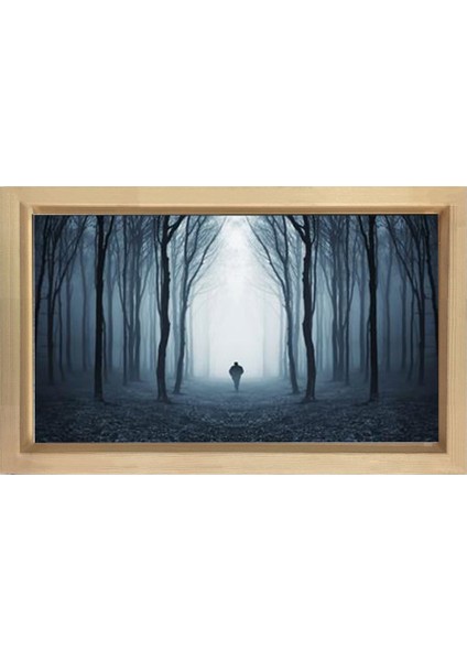 Yalnız Yol 3D Tablosu-Naturel Ahşap Çerçeve - 50 x 70