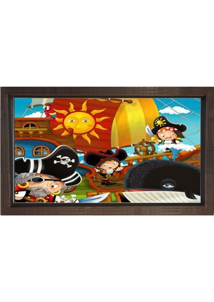 Sevimli Korsanlar Tablosu-Kahverengi Ahşap Çerçeve - 50 x 70