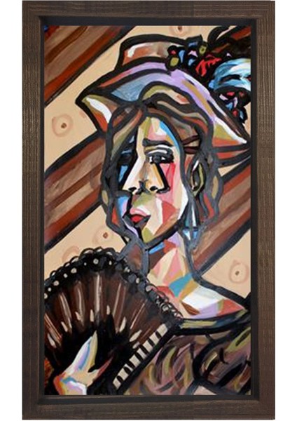 Ashlee Earle Tablosu-Kahverengi Ahşap Çerçeve - 50 x 90