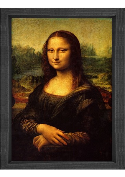Mona Lisa Tablosu-Siyah Ahşap Çerçeve - 50 x 70