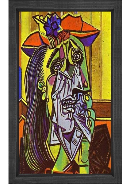 Ağlayan Kadın Tablosu-Siyah Ahşap Çerçeve - 50 x 70