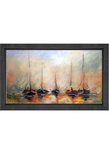 Gemiler Tablosu-Siyah Ahşap Çerçeve - 50 x 70