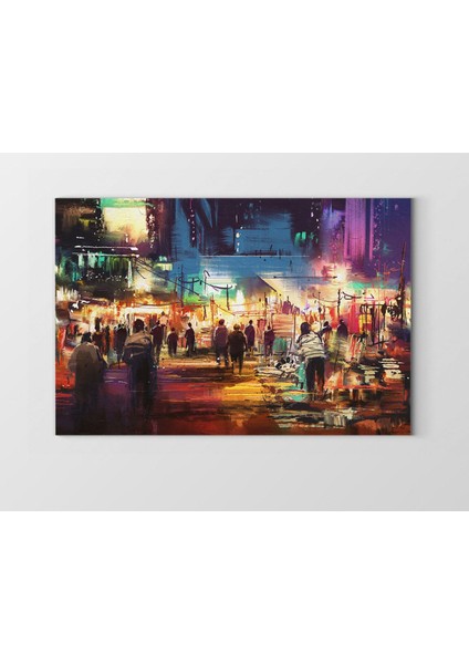 Pazaryeri Şehir Manzarası Tablosu-Çerçevesiz - 50 x 90