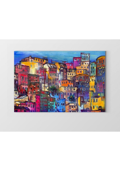 Renkli Şehir Tablosu-Çerçevesiz - 50 x 90