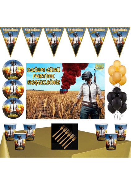 Pubg Temalı 16 Kişilik 50 x 70 cm Afişli Parti Seti