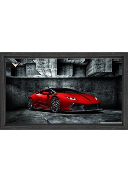 Kırmızı Ferrari Tablosu-Kahverengi Ahşap Çerçeve - 40 x 60 cm