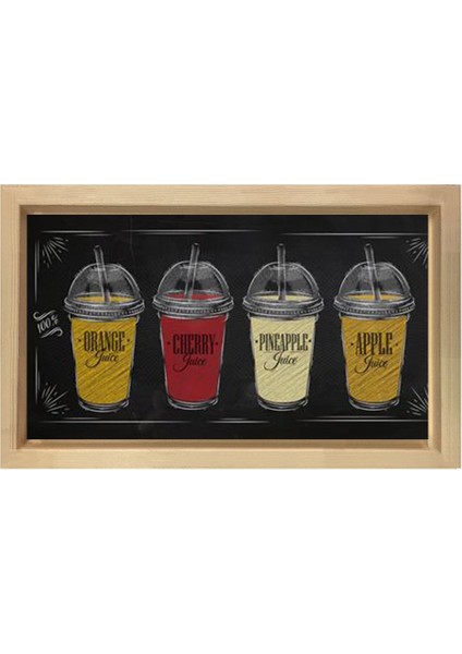 Coffe Type Tablosu-Naturel Ahşap - 45 x 30 cm