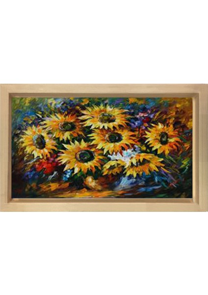 Vazoda Çiçekler Tablosu-Naturel Ahşap - 45 x 30 cm