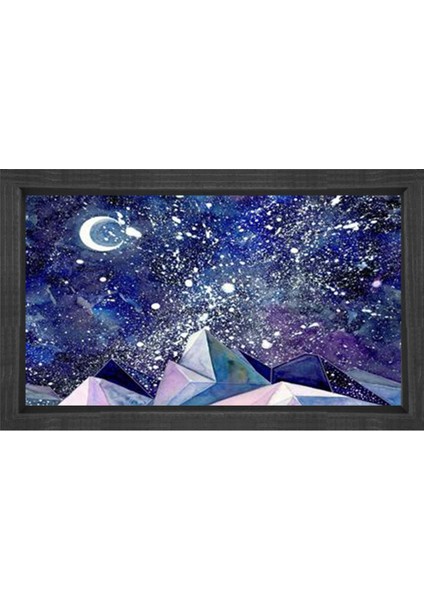 Soyut Reprodüksiyon Tablosu-Siyah Ahşap - 45 x 30 cm