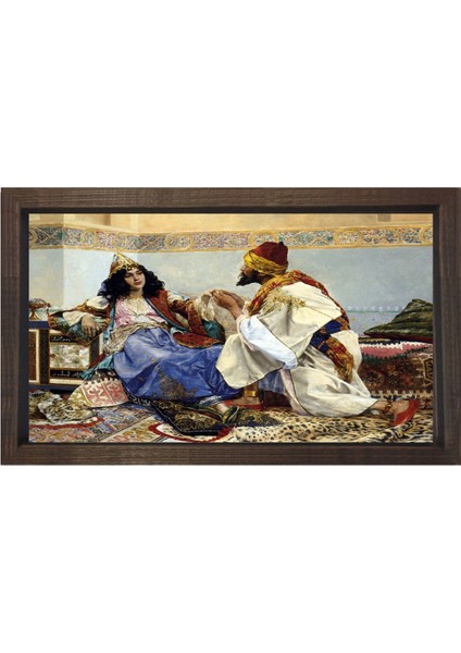 Cariye ve Adam Tablosu-Çerçevesiz - 45 x 30 cm