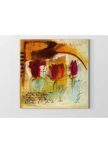 Dekoratif Gül Çiçekleri Tablosu-Çerçevesiz - 30X30