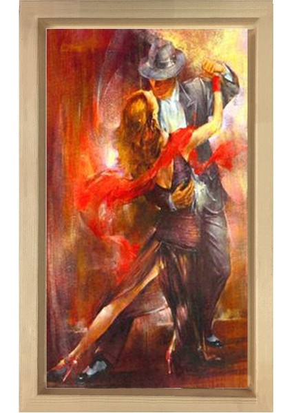 Tango Dansı Tablosu-Naturel Ahşap Çerçeve - 70 x 100 cm