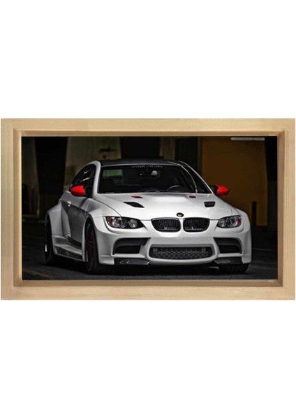 Beyaz Bmw Tablosu-Naturel Ahşap Çerçeve - 70 x 100 cm