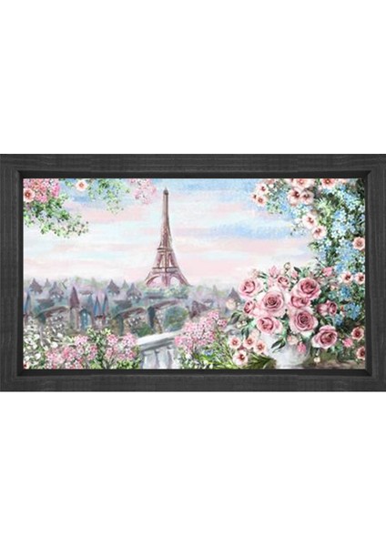 Eiffel Kulesi Paris Tablosu-Siyah Ahşap Çerçeve - 40 x 60 cm