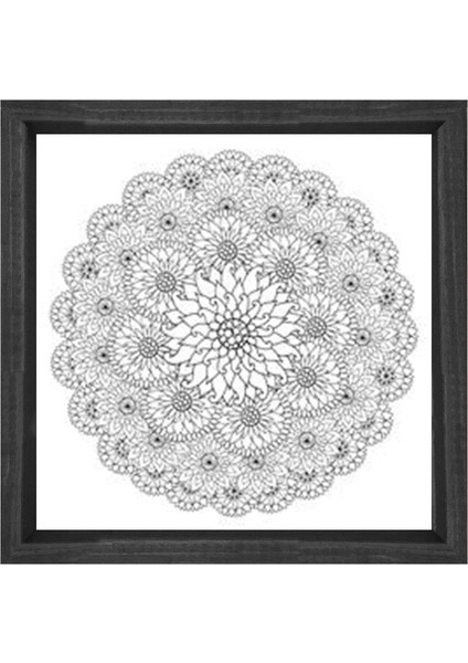 Çiçekli Desen Boyama Tablo Tablosu-Siyah Ahşap Çerçeve - 30X30