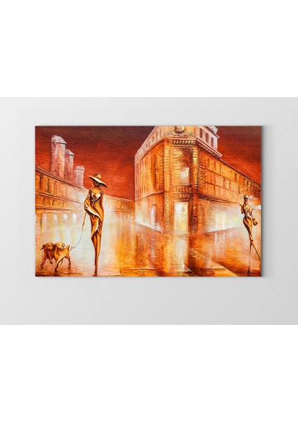 Şehir ve Kadınlar Tablosu-Çerçevesiz - 45 x 30 cm